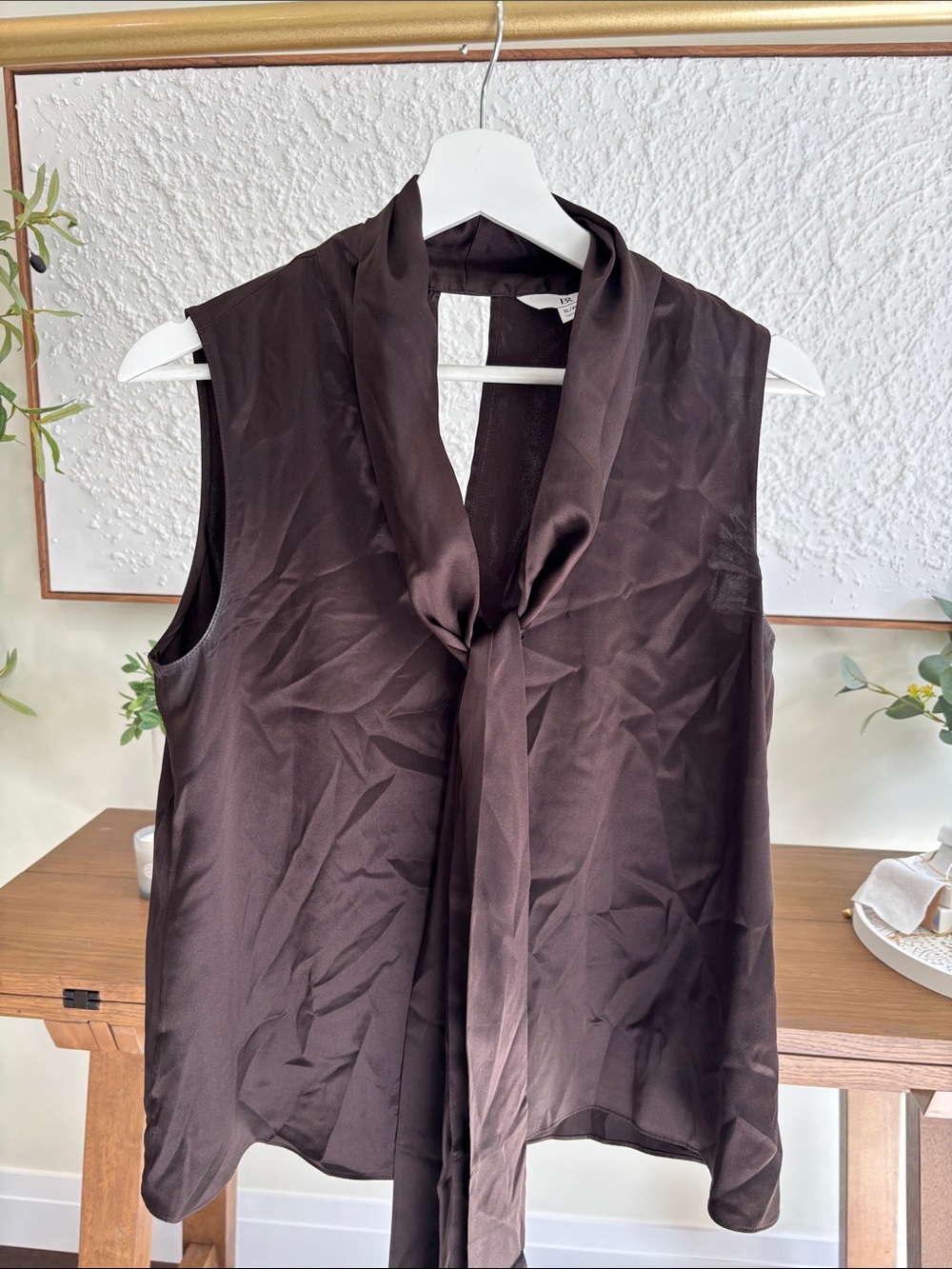 Banana Republic Sleeveless Tie-Neck Blouse - Brown